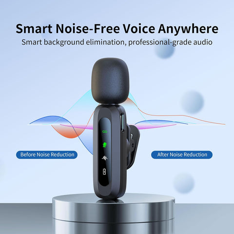 Wireless Mini Microphone for iPhone 15/16/17, iPad, Android, Wireless Lavalier Microphone with Noise Reduction, Portable USB C Lapel Mic for Video Recording, Vlog, Tiktok, YouTube