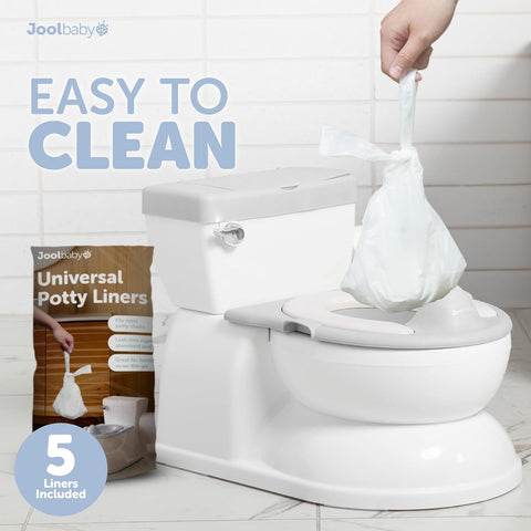 Jool Baby Real Feel 2-in-1 Potty with Wipes Storage, Flushing Sounds & Disposable Liners - Realistic Toilet - Easy to Clean & Assemble (Gray)