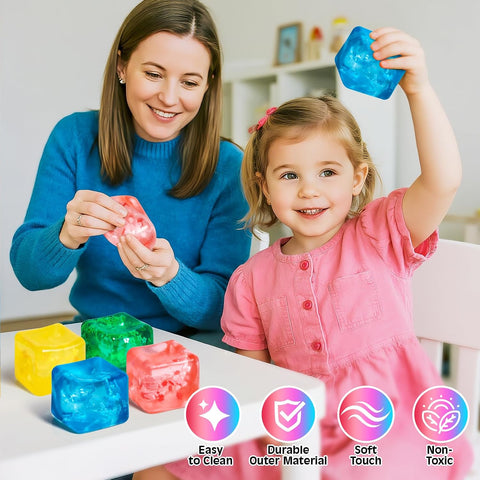 VISCOO 4 Pack Fidget Toy Stress Cube, Slow Rise Stress Balls Cube Squishy