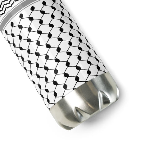 Generic Kufiyeh Bottle, Kefiyeh Stainless Steel Water Bottle, Kuffiyeh Palestine Black and White, 17 Ounce
