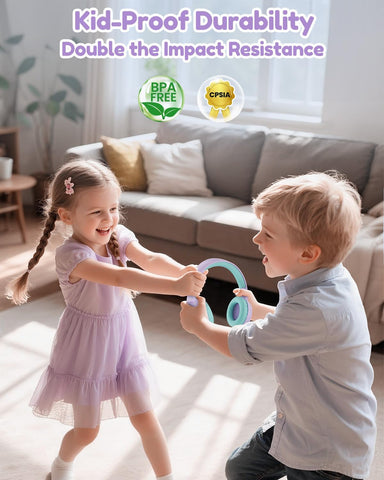 Acer Kids Bluetooth Headphones, 85/94dB Volume Limited, 60H Playtime, Bluetooth 6.0, Lightweight Over-Ear Wireless Headphones for Kids, Toddler Headphones with Built-in Mic, Purple-Green
