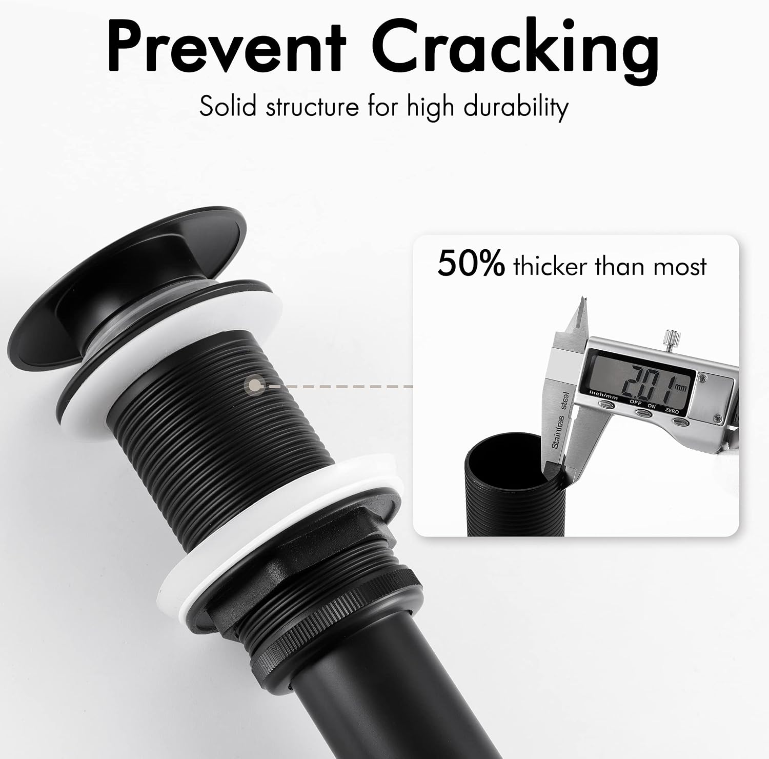 KES Bathroom Sink Drain Without Overflow Vessel Sink Lavatory Vanity Pop Up Drain Stopper Matte Black for 1.6"-1.9" Sink Hole, All Metal Rustproof Brass and 304 Stainless Steel, S2008D-BK