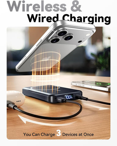 Magnetic Portable Charger 10000mAh, Fast Charging MagSafe Battery Pack