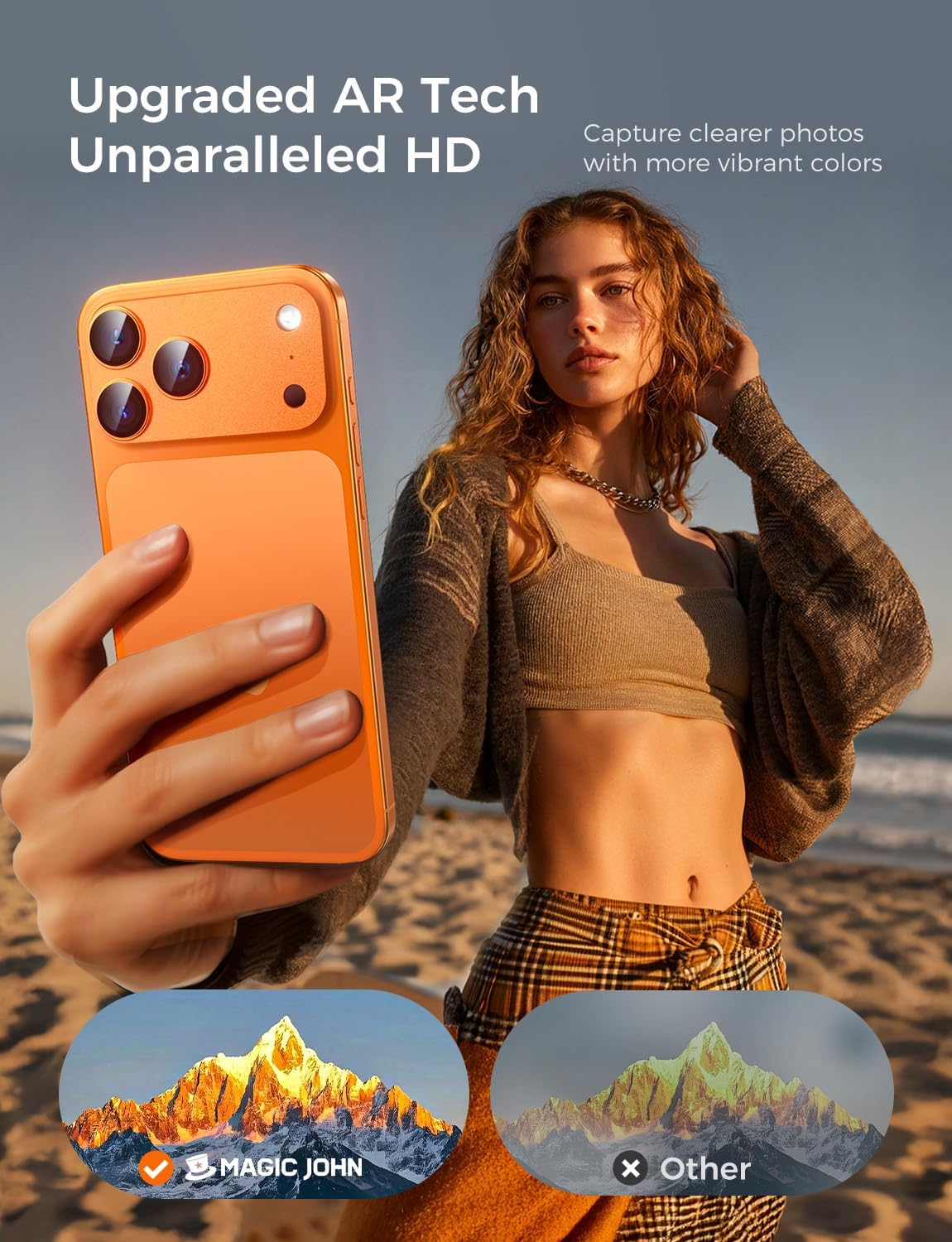 MAGIC JOHN 2 Pack Camera Lens Protector for iPhone 17 Pro Max 6.9”,Orange