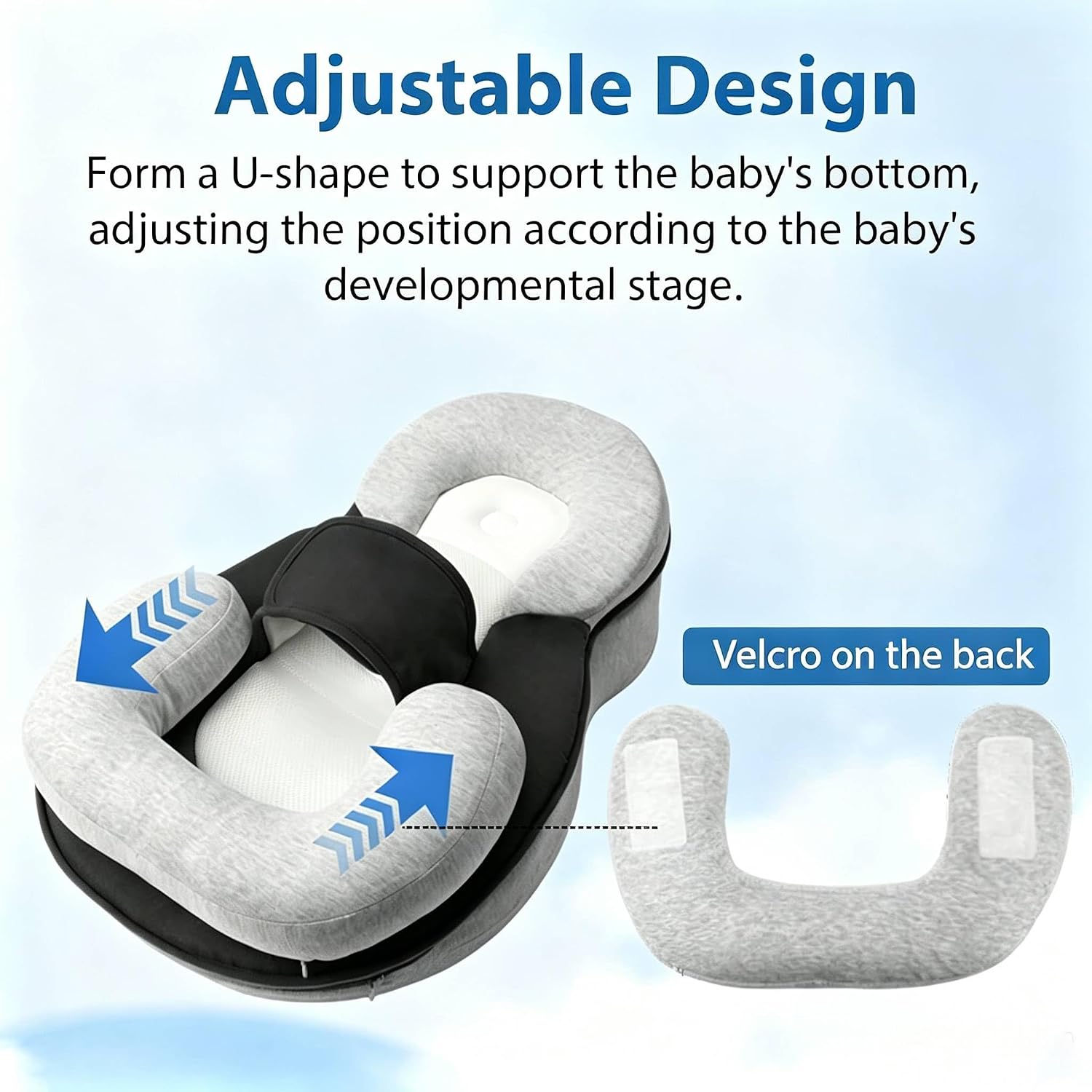 Baby Lounger Pillow for Infant Support Cushion Reflux Breastfeeding Pillow, Bottle Feeding, Tummy Time, Adjustable Baby Wedge Lounger Pillow for Reducing Spit-Up