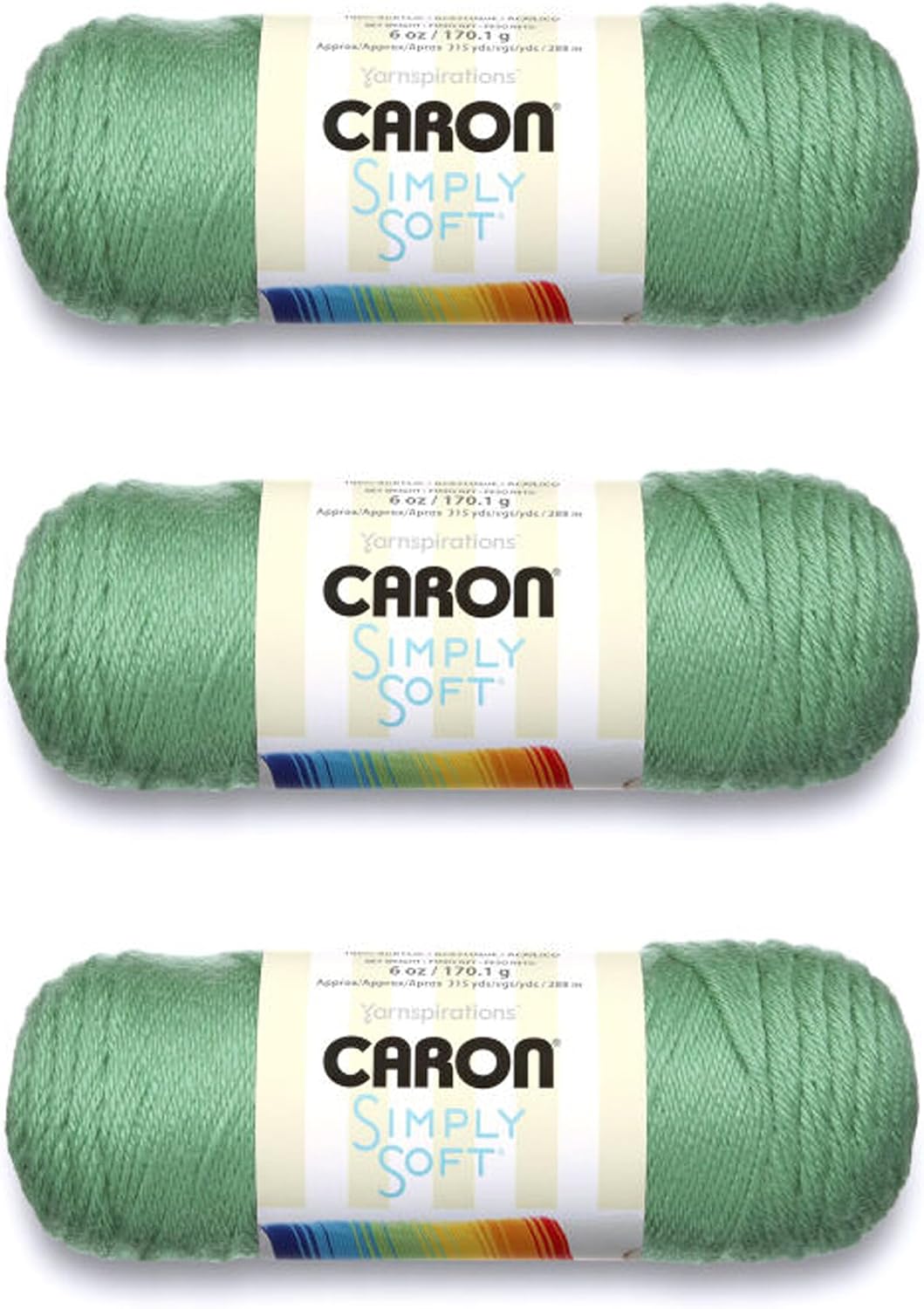 Caron Simply Soft Yarn for Crocheting & Knitting, Sage, 3-Pack