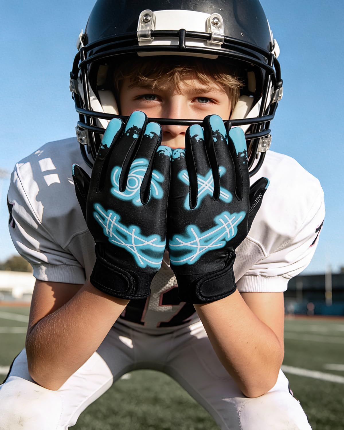 RIGWARL Football Gloves Adult Men, Youth Kids Football Gloves with Super Sticky Grip, Receiver Glove Best Gift for Adult Youth Kids Boys 8-12