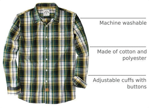 Dubinik® Mens Long Sleeve Button Down Shirts Casual Soft Plaid Shirt Men