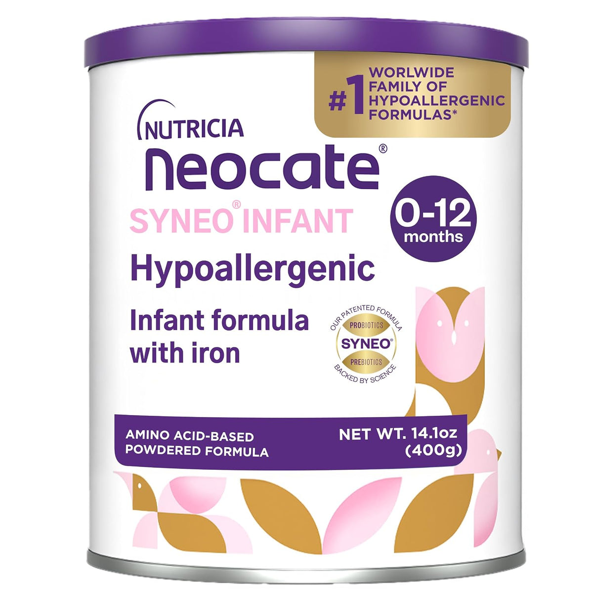 Neocate Syneo Infant - Allergy Relief Hypoallergenic Baby Formula with Amino Acids - Well-Tolerated Dairy-Free Infant Formula with Prebiotic FOS/FOS blend, Probiotics, DHA, ARA - 0-12 months - 14.1 oz