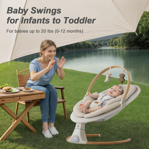 Monamii Baby Swings for Infants, Bluetooth Infant Swing with Music Speaker