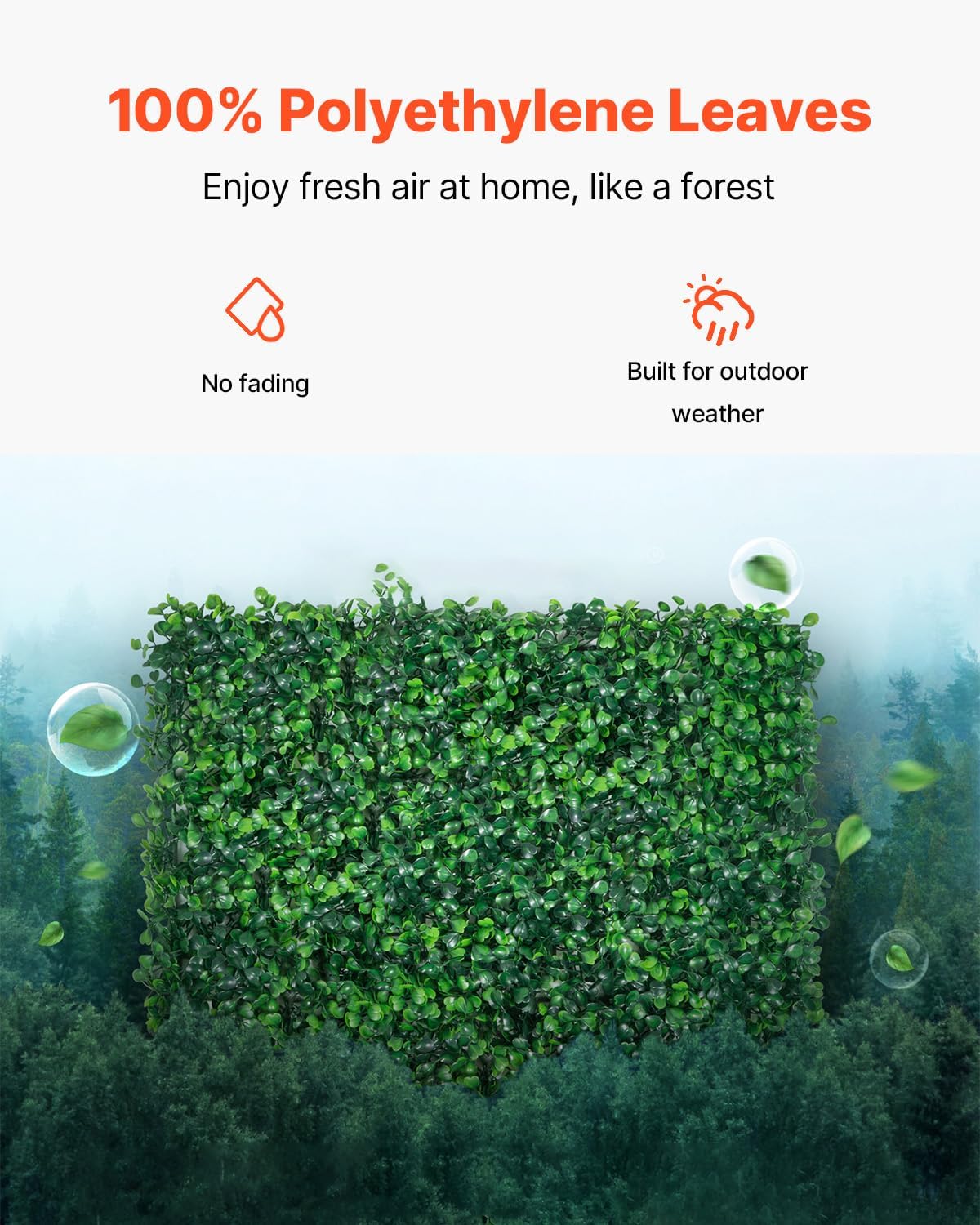 VEVOR Artificial Boxwood Panel, Green, 20x20 in, 24pcs