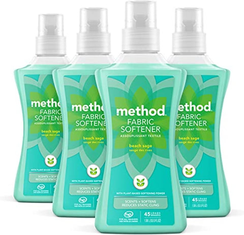 method Fabric Softener, Beach Sage, 53.5 fl oz, 45 Loads, 4 pack