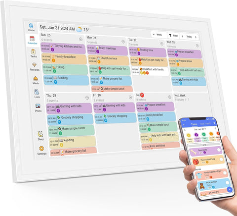 Digital Calendar, 10.1-inch Smart Wall Planner Electronic Calendar & Chore Chart | Smart Touchscreen Family Calendar & Interactive Display for Schedules, Organize Your Daily & Family Routines, Desk & Wall Mount