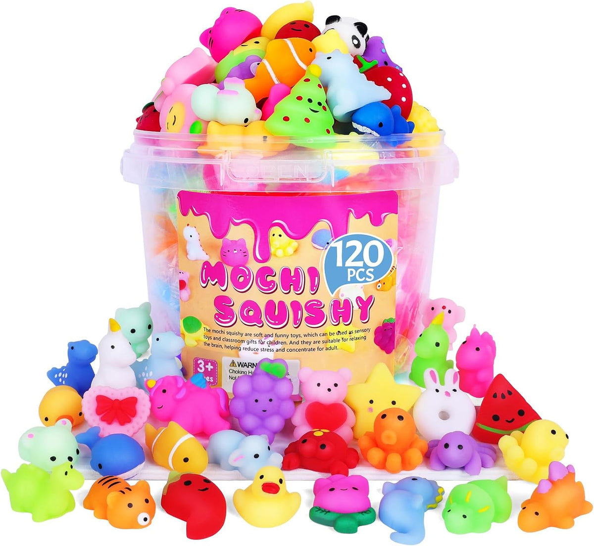 VISCOO 120 Pack Squishy Toys, Mochi Squishy Bulk, Kawaii Squishies for Kids