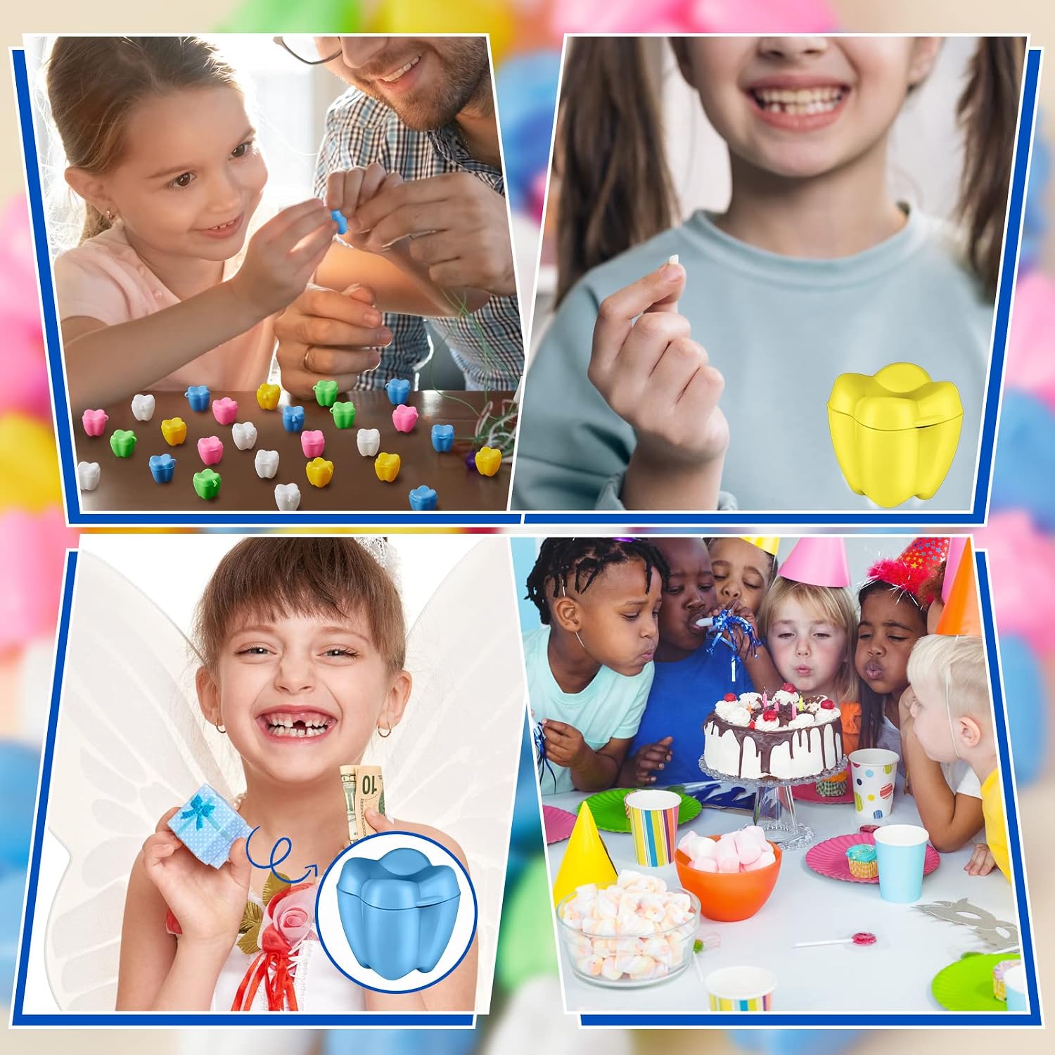 Taiyin 200 Pcs Tooth Saver Box for Kids, Plastic Holders Bulk