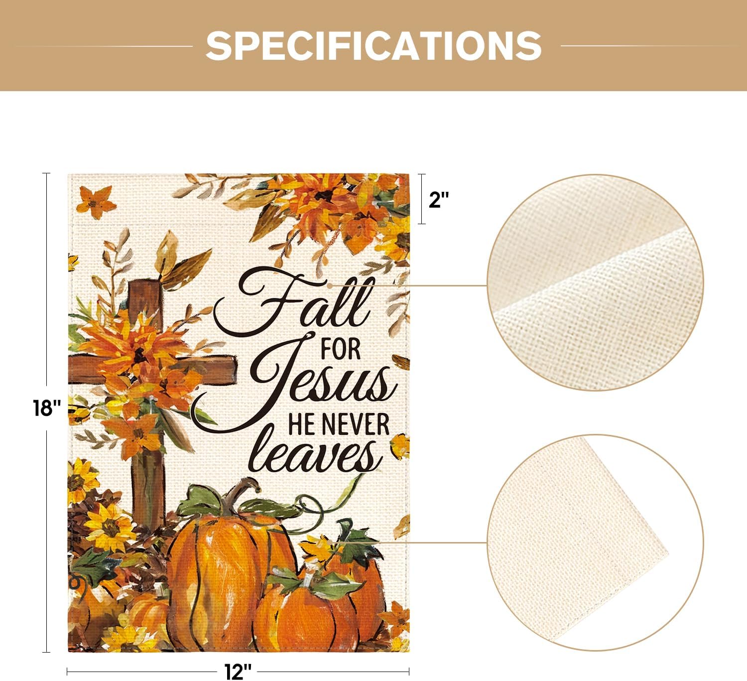 AVOIN colorlife Fall For Jesus He Never Leaves Garden Flag 12x18 Inch