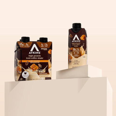 Atkins Café Caramel Iced Coffee Flavored High Protein Shake, 12 Count