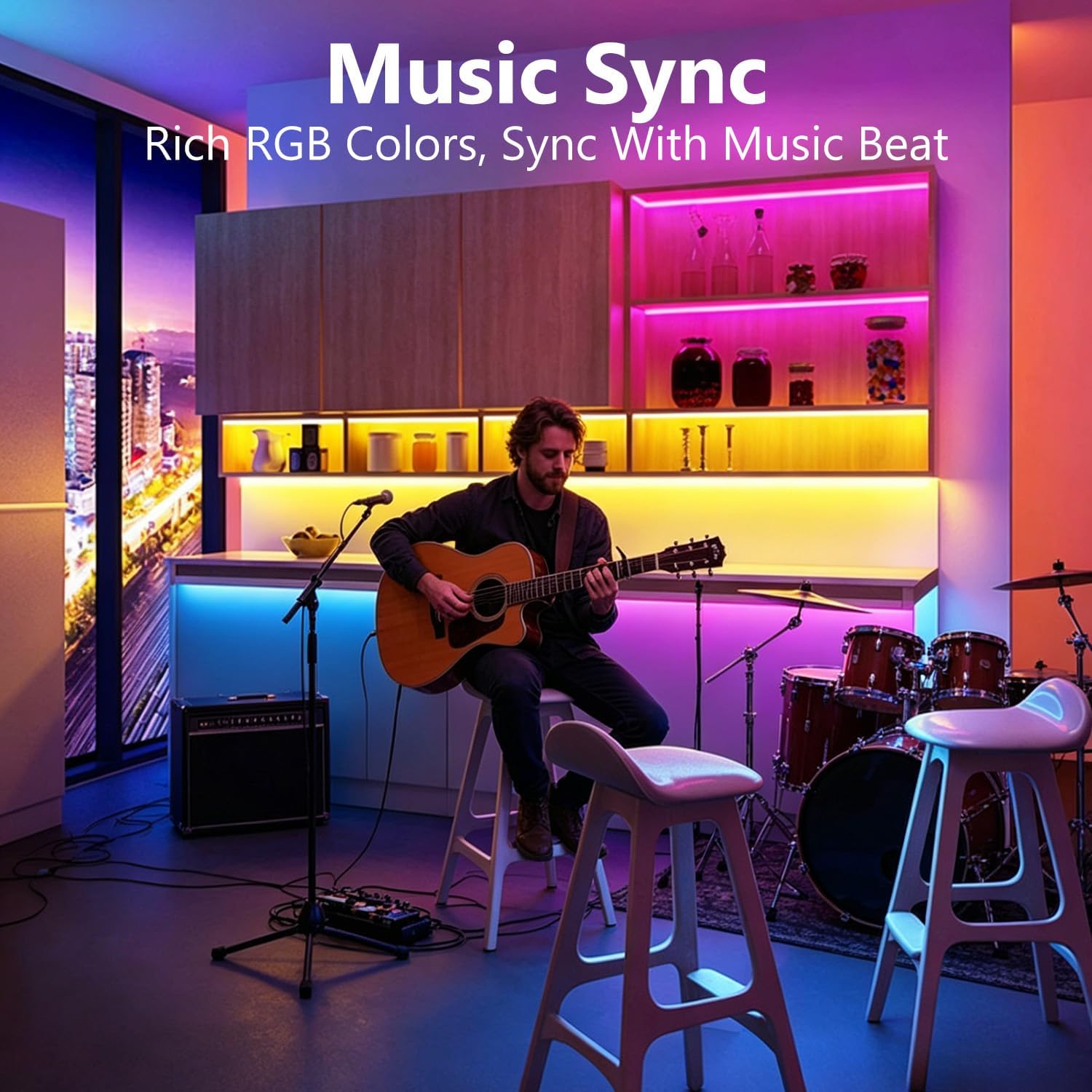 DAYBETTER LED Strip Lights 110ft, RGB Music Sync Smart App Control 1 Roll