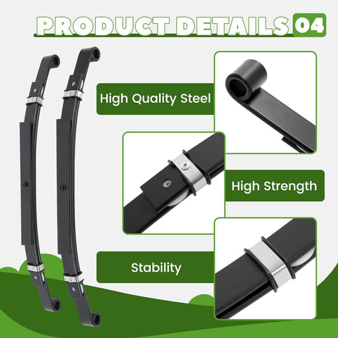 KUAFU Rear Leaf Springs Compatible With Club Car DS Golf Cart 1981-Up Heavy Duty 3 Leafs with Bushings and Sleeves/Set of 2