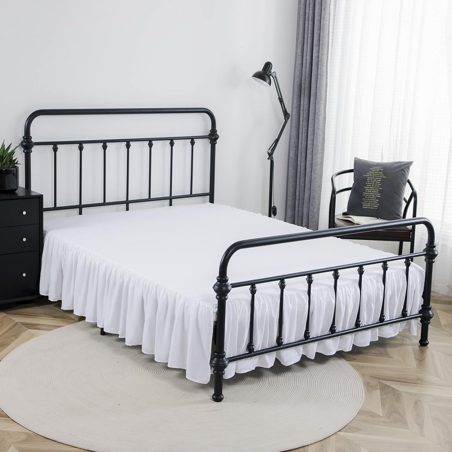 Bed Skirt Queen Size Ruffled Bed Skirt with Split Corners