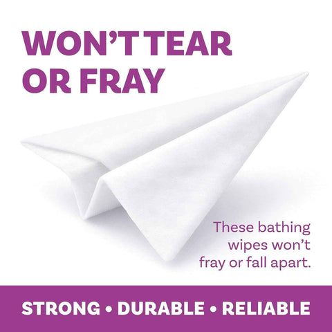 Extra Large Bath Wipes for Adults Bathing No Rinse - 80 Ultra Thick Disposable Body Cleansing Wipes for Men, Women & Elderly - Great for Gym, Camping, Post Surgery - Lavender
