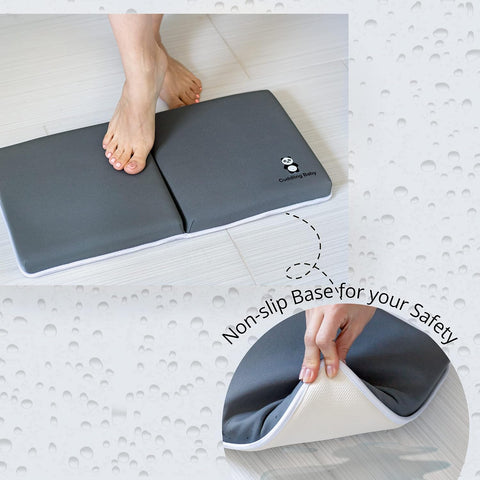 Bath Kneeler & Elbow Rest Pad Set, Non-Slip with Storage Pockets, Gray