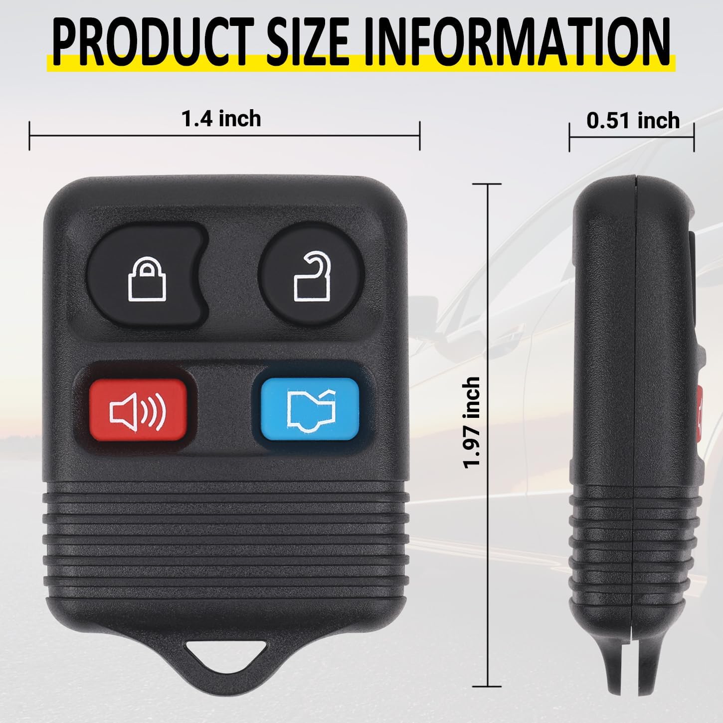 Vurkcy Keyless Entry Remote Key Fob Compatible with Ford Escape Explorer Expedition Focus Fusion Mustang Taurus, Lincoln, Mercury, Mazda, Replacement for CWTWB1U345, 4 Button (Pack of 2)