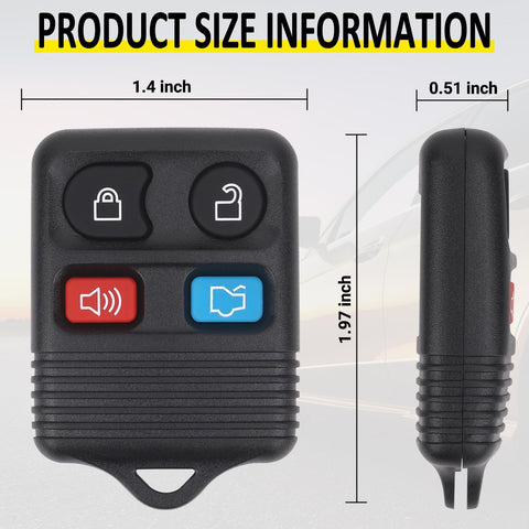 Vurkcy Keyless Entry Remote Key Fob Compatible with Ford Escape Explorer Expedition Focus Fusion Mustang Taurus, Lincoln, Mercury, Mazda, Replacement for CWTWB1U345, 4 Button (Pack of 2)