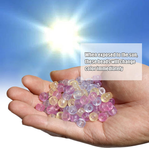 1000Pcs UV Pony Beads Bracelet, 9mm Solar Magic Beads, Color Changing for Necklace, Hair Beads, Key Chain, Jewelry Making