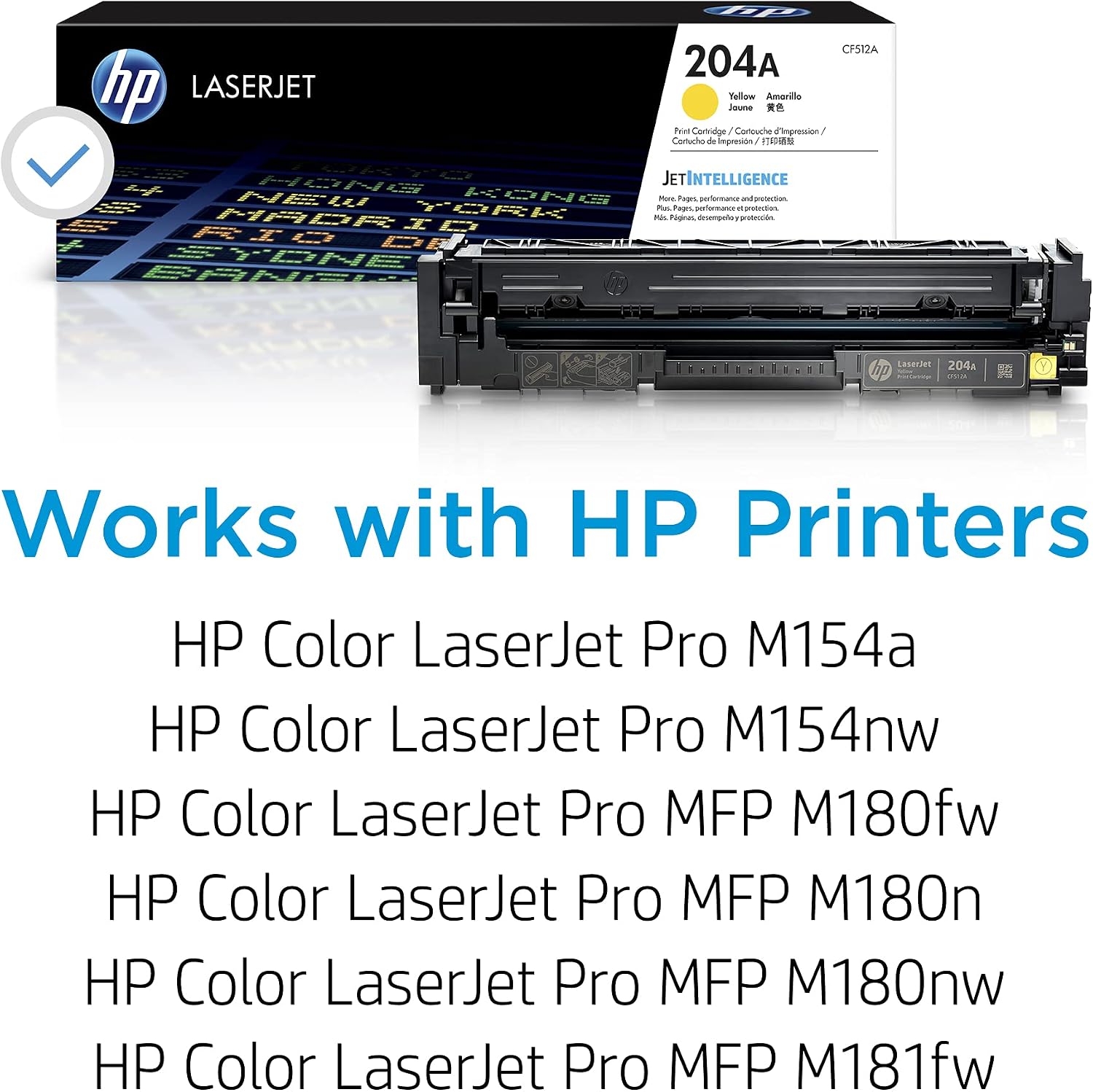 HP 204A Yellow Toner Cartridge | Works Color LaserJet Pro M154 Series, Color LaserJet Pro MFP M180, M181 Series | CF512A