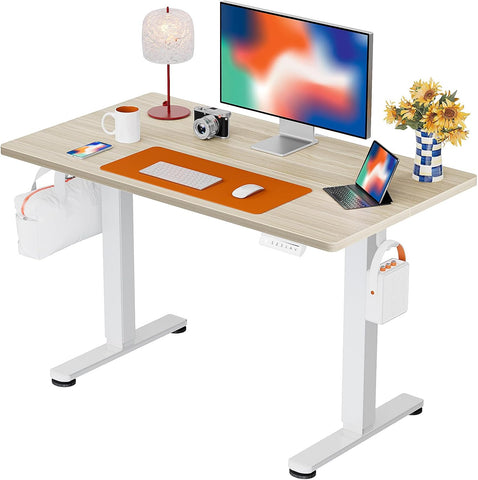ErGear Height Adjustable Electric Standing Desk, 44 x 24 Inches Sit Stand up Desk, Memory Computer Home Office Desk, Natural