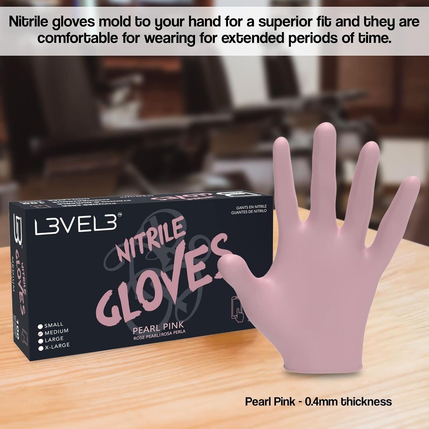 L3 Level 3 Nitrile Gloves - Professional Heavy Duty Disposable Gloves - Latex Free - Fits Snug - Box of 100
