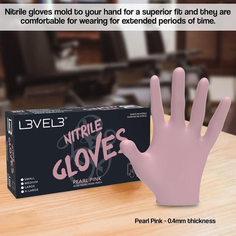 L3 Level 3 Nitrile Gloves - Professional Heavy Duty Disposable Gloves - Latex Free - Fits Snug - Box of 100