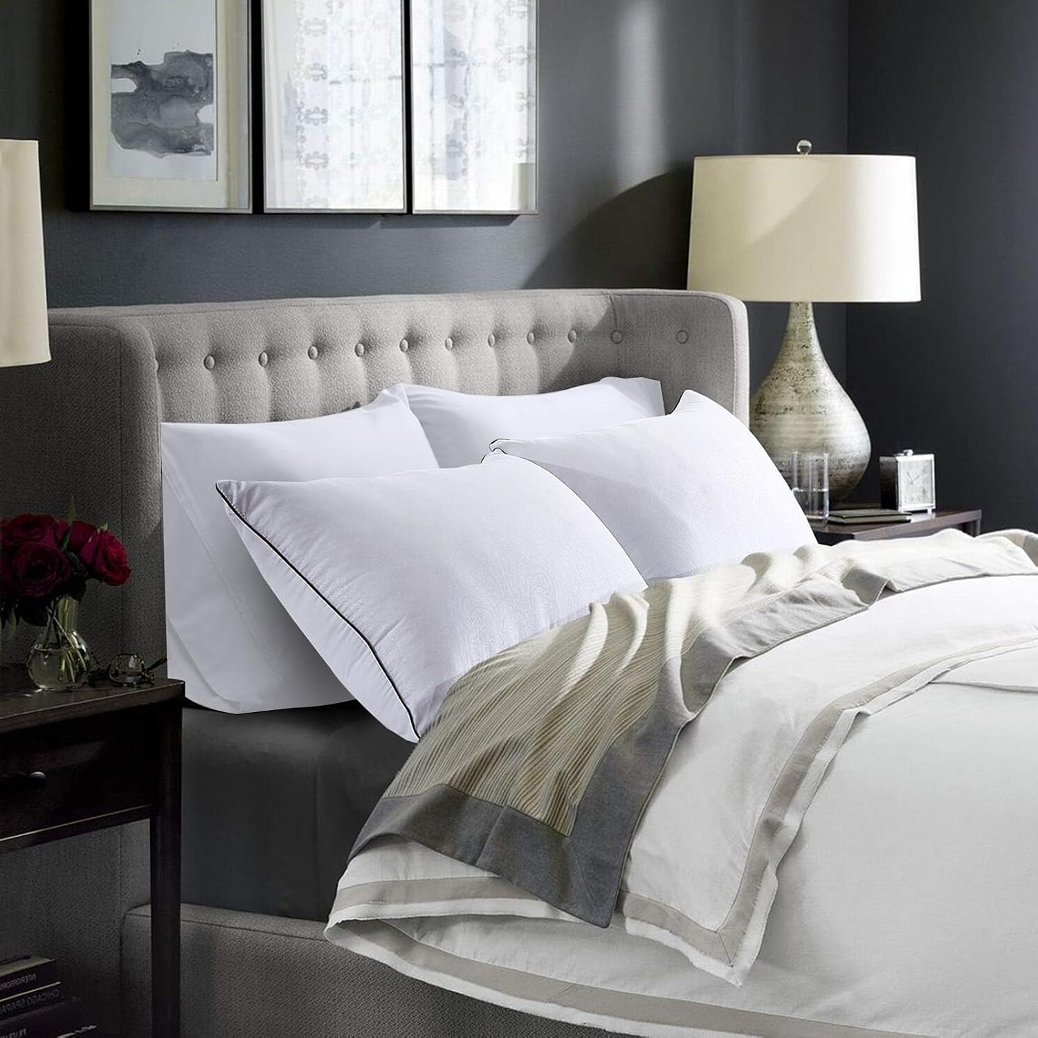 HUXMEYSON Pillows Queen Size Set of 4, Down Alternative Fill