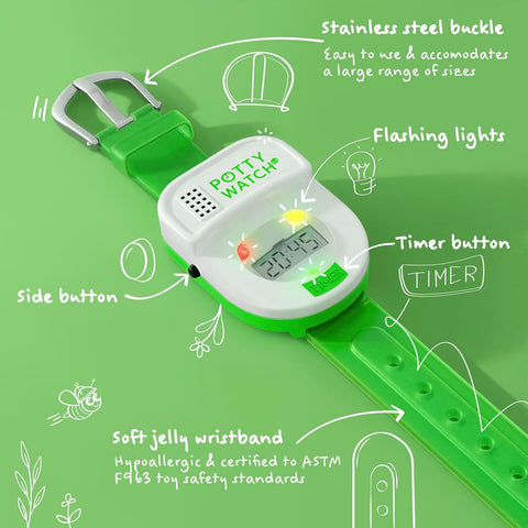 POTTY TIME Fun Potty Watch for Toddlers: Orange + Battery Replacement Kit
