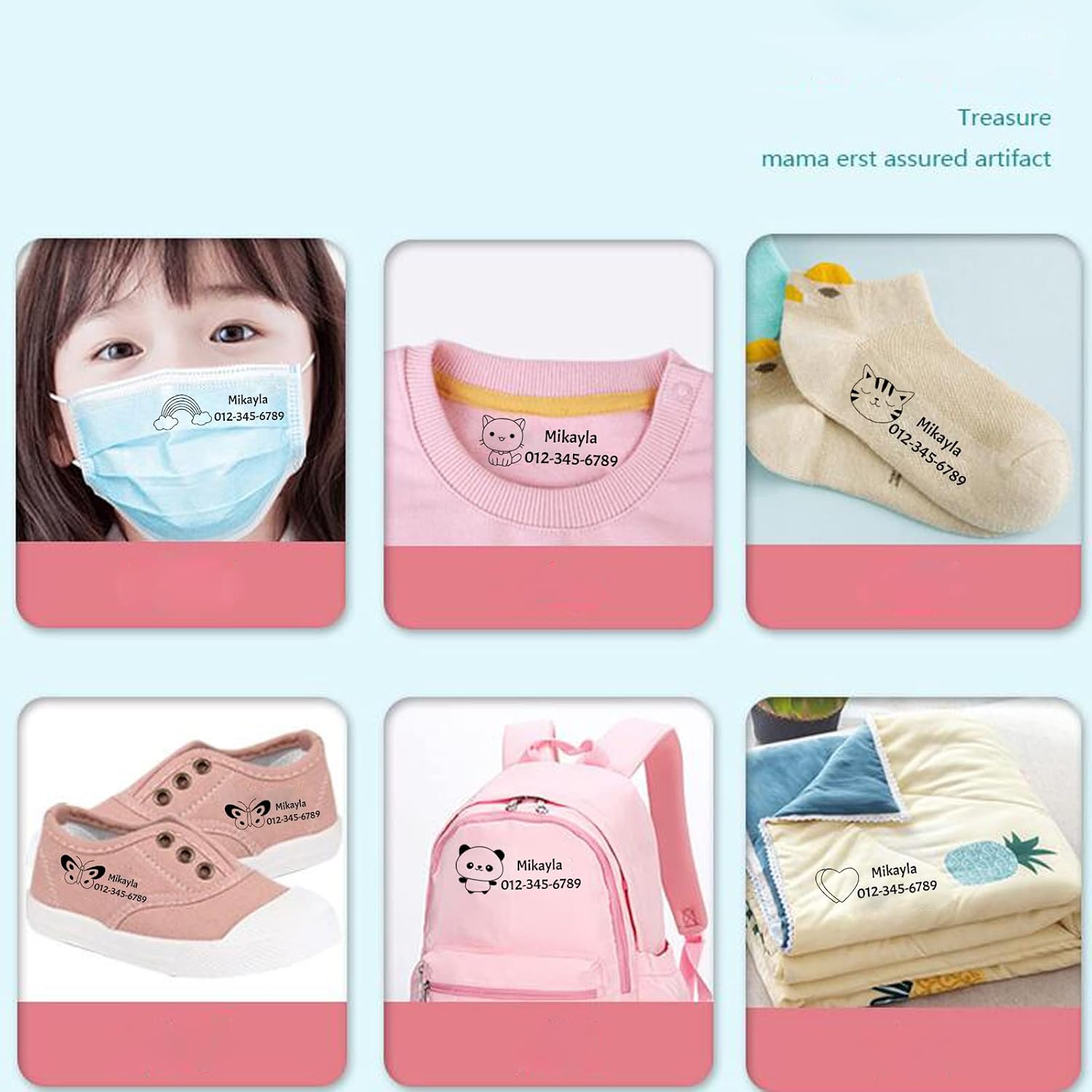 Name Stamp for Clothes，Name Stamp for Clothing Kids Waterproof,Double-Sided (White + Black Ink)，School Daycare Essentials，Personalized Signature Stamp