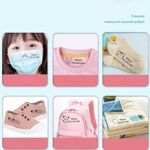 Name Stamp for Clothes，Name Stamp for Clothing Kids Waterproof,Double-Sided (White + Black Ink)，School Daycare Essentials，Personalized Signature Stamp