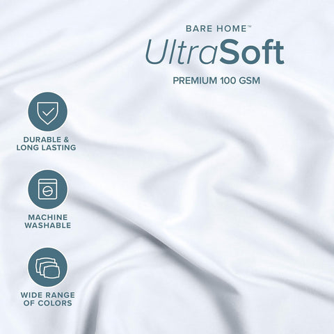 Bare Home Queen Fitted Sheet - 1800 Ultra-Soft (Queen, White)