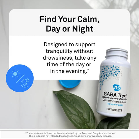 NeuroScience GABA Trex, Chewable Calm Aid Tablets, Grape Flavored, 60 Count