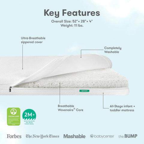 Newton Baby Essential Crib Mattress, Breathable & Washable - White