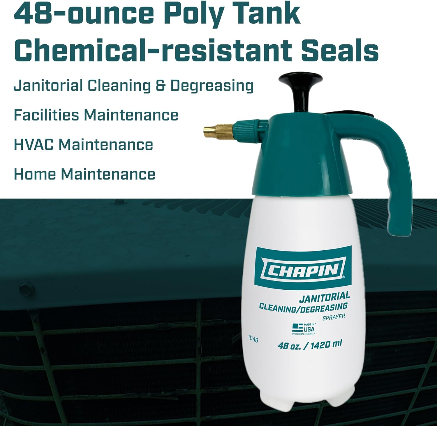CHAPIN 1046 48-Oz Industrial Hand Pump Sprayer for Cleaners & Degreasers