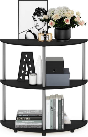 Furinno FRANS Toolless Half Round 3-Tier Entryway Table, Darkwood