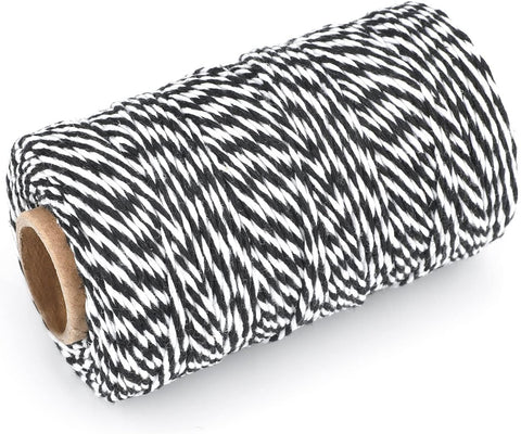 G2PLUS White and Black String,2MM 328Ft Cotton Twine for Crafts & Wrapping