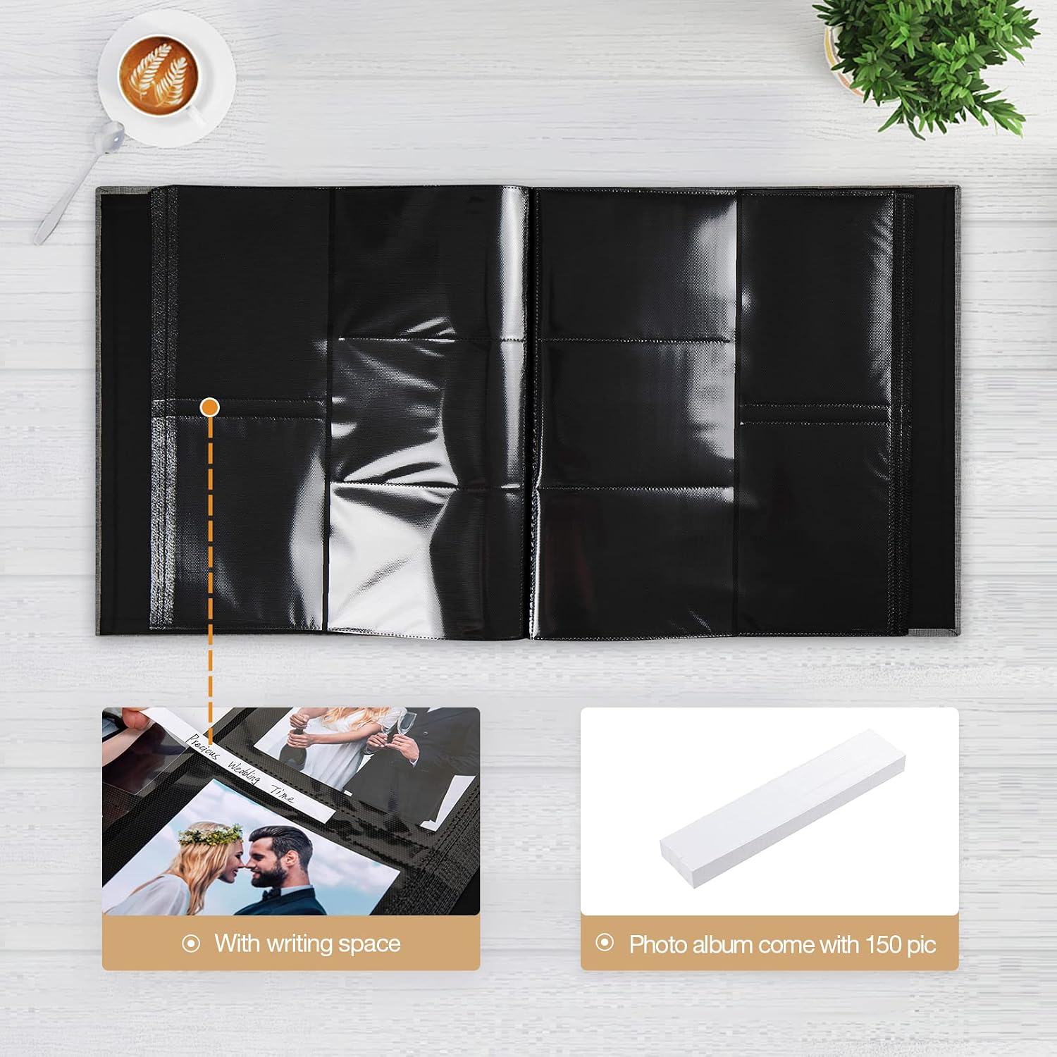 potricher Photo Album 4x6 Pictures, 600 Pockets, Linen Cover, Gray