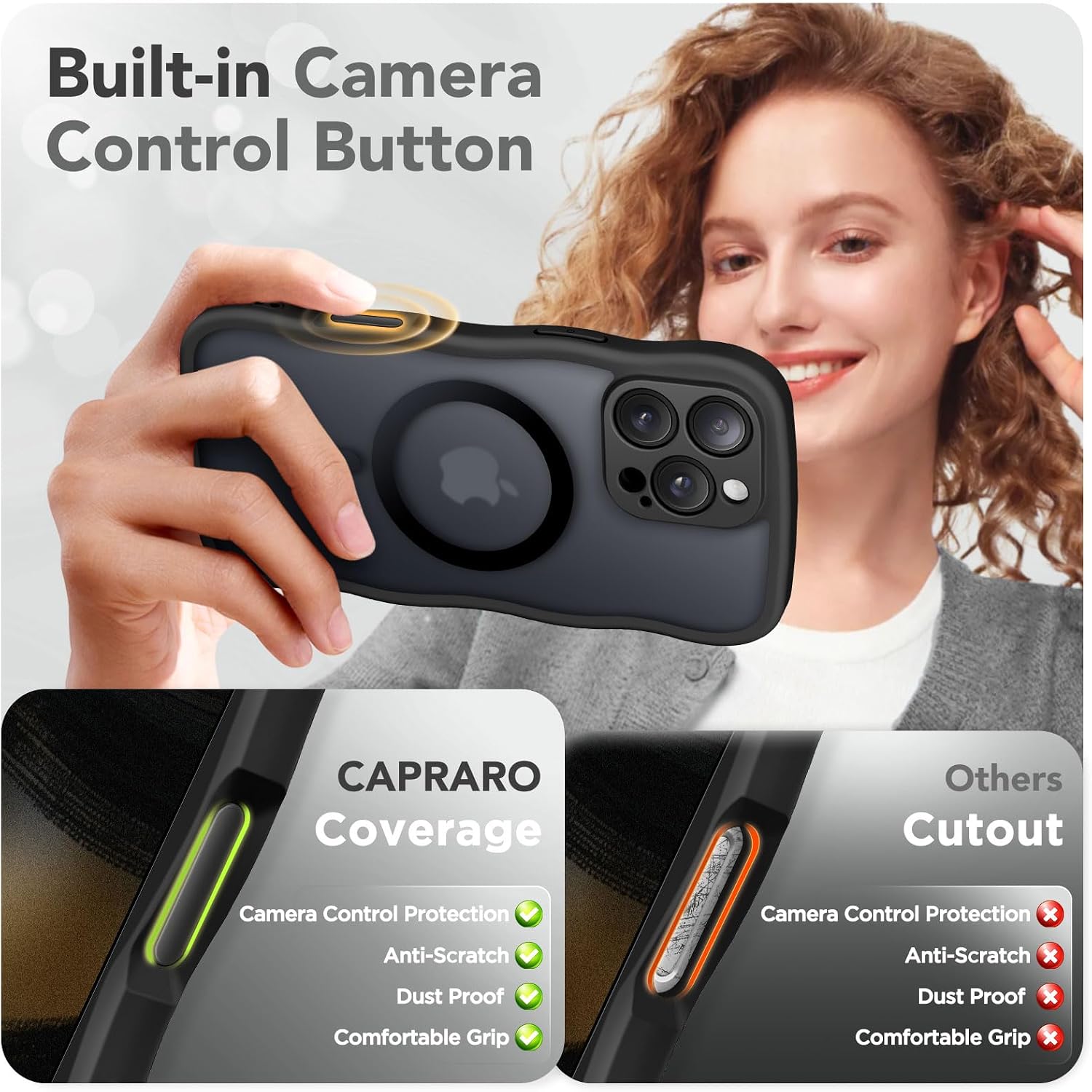 CAPRARO for iPhone 16 Pro Case for Women, Compatible with MagSafe