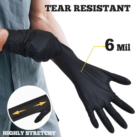 TitanFlex Disposable Nitrile Exam Gloves - 6-mil, Black, Heavy Duty, Latex Free, Food Safe for Cooking