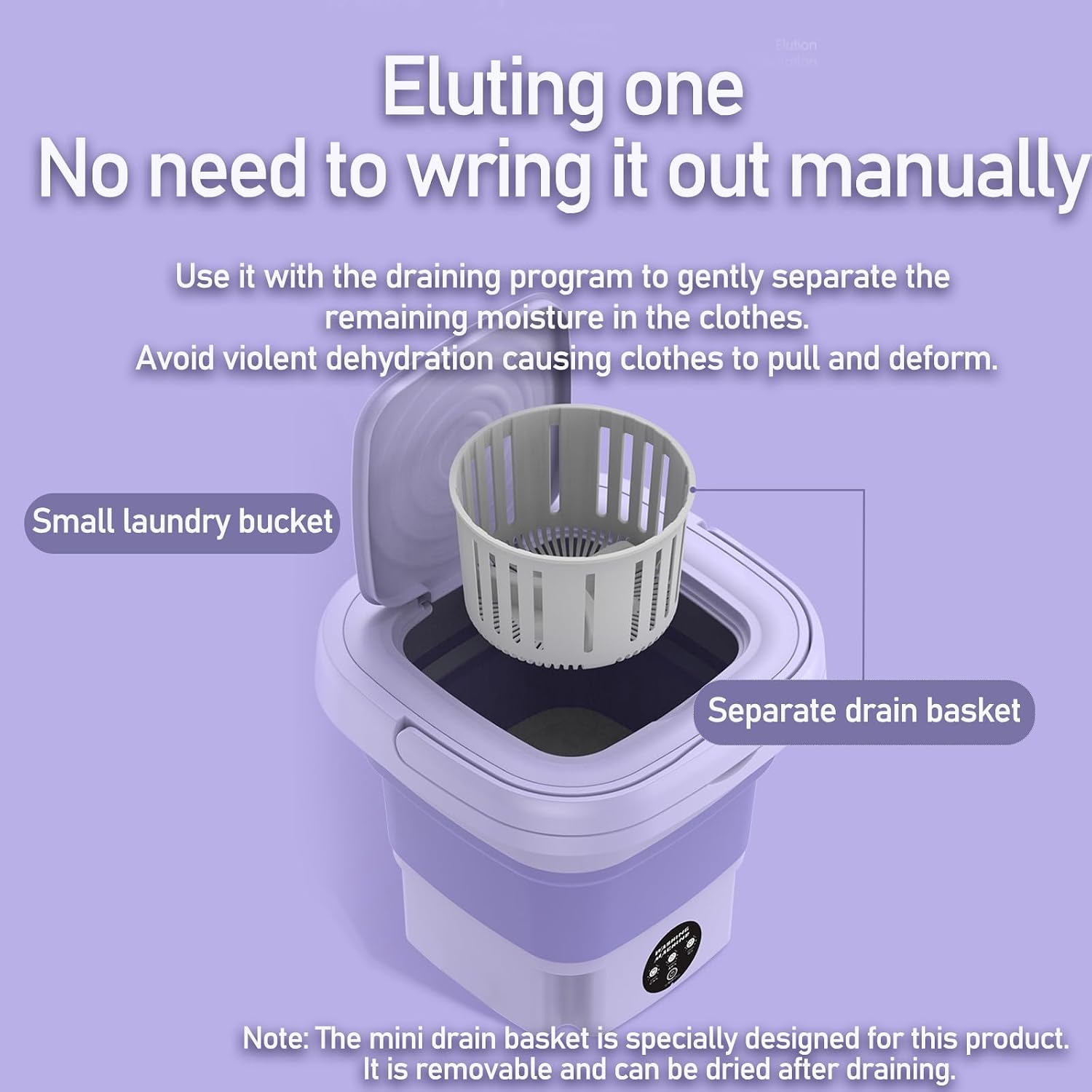 Portable Washing Machine for Underwear or Small Items, Foldable Mini Washing Machine with 3 Modes for Apartments, Dorms, and Travel 8L