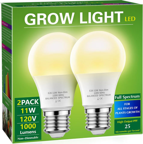 Briignite Grow Light Bulbs, LED Grow Light Bulb A19 Bulb, Full Spectrum