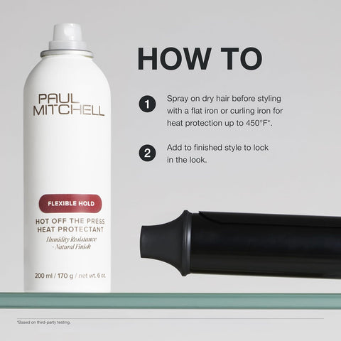 Paul Mitchell Hot Off The Press Heat Protectant, Humidity Resistance, Flexible Hold + Natural Finish, For All Hair Types