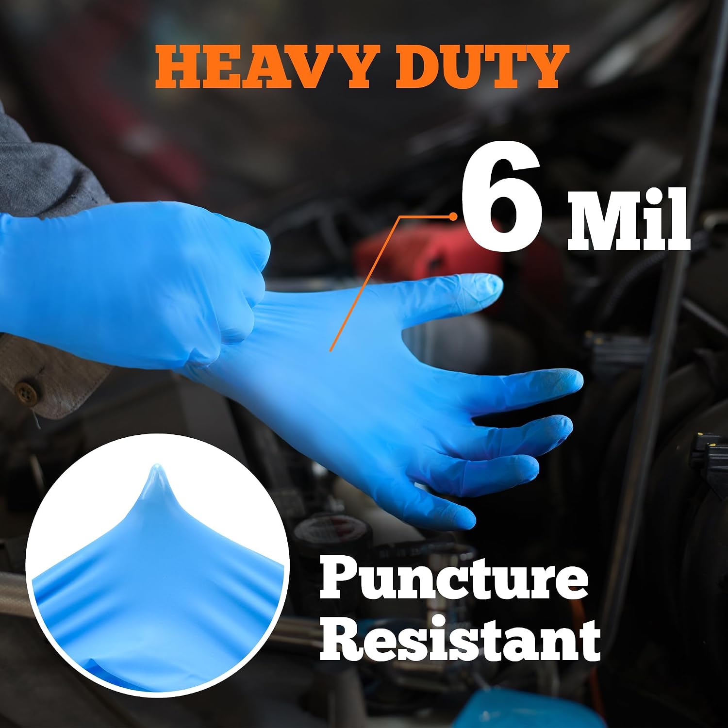TitanFlex Nitrile Exam Gloves, Blue, 6-mil, Heavy Duty Nitrile Gloves, Mechanic Disposable Gloves, Latex Free, Powder Free